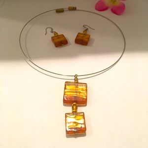 Murano Glass Necklace and Earrings. Made in Italy.